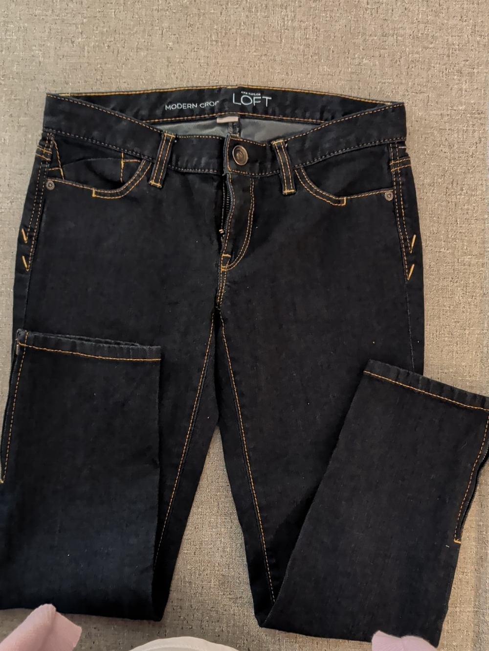 LOFT Modern Crop Skinny Jeans in Dark Indigo with Leg Zippers Size 4